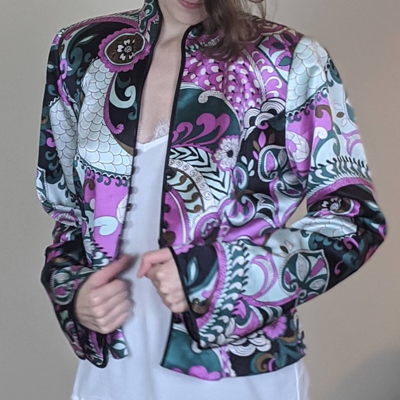Whimsical purple vintage silk jacket - Picture 6 of 9